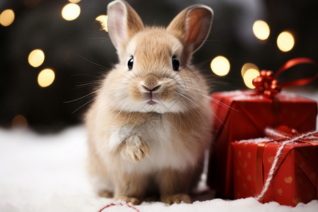 兔子和礼物盒图片
