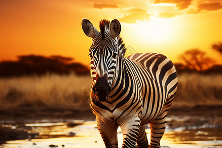 南非草原的斑马高清图片