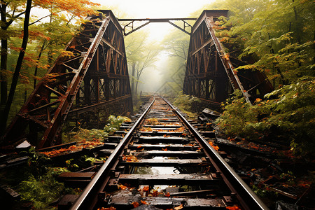 铁道穿越林间高清图片