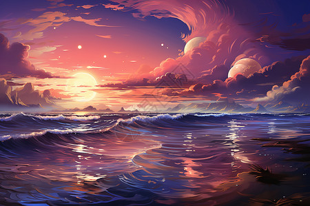 黄昏的大海图片