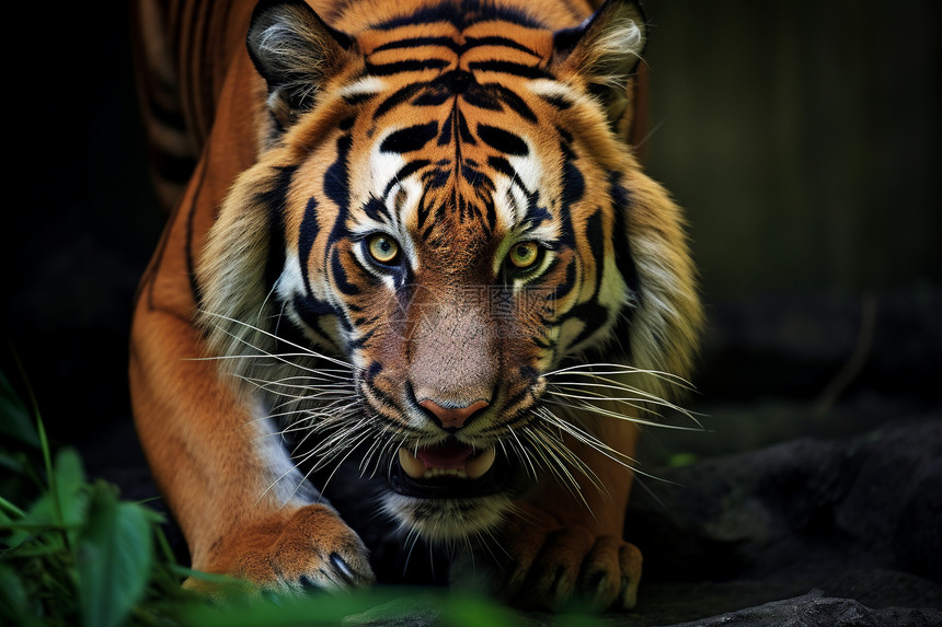 森林中捕食的老虎图片