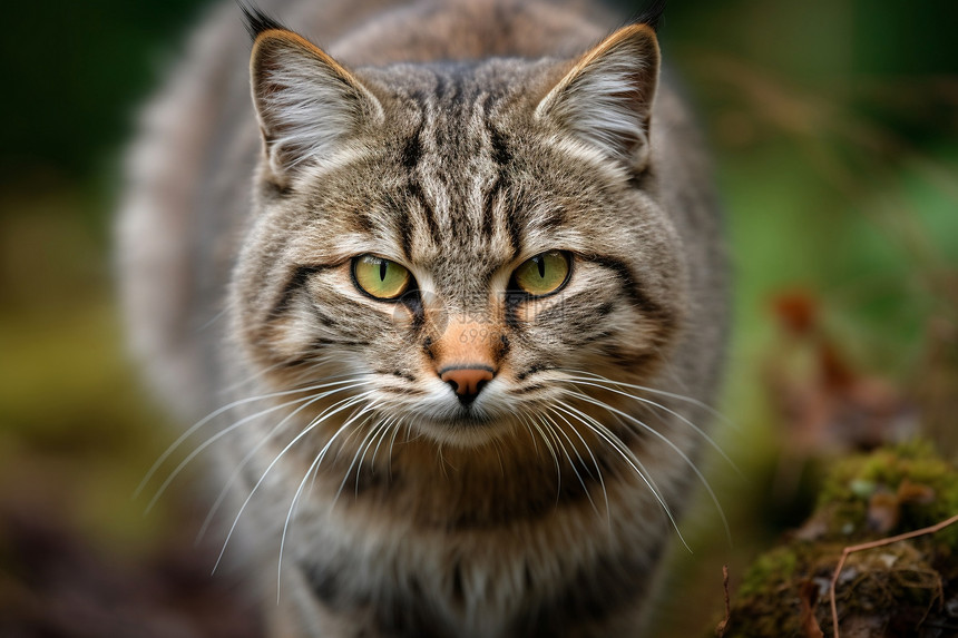 草地中行走的野猫图片