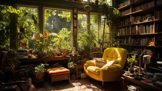客厅绿色植物图片