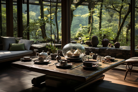 优雅的茶室背景图片