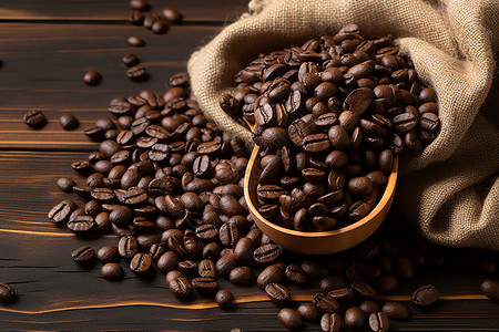 纯手工的咖啡豆背景图片