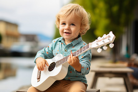 弹吉他的小男孩图片