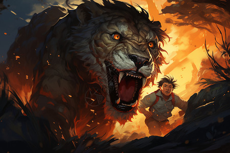 愤怒嘶吼的狮子图片