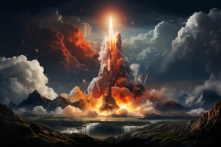 飞上云霄的火箭之旅设计图片
