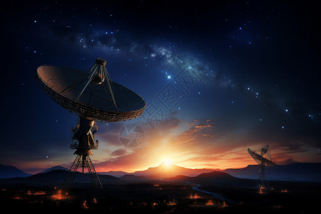 无线天线星空中的信号发射天线设计图片