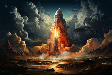 飞上云霄的火箭之旅设计图片