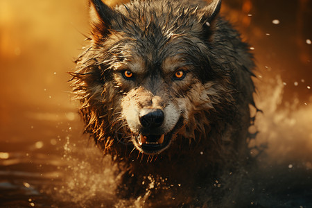 狼人ps素材泥地里的狼人追逐背景