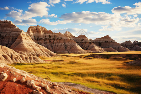 沙石丘陵的自然风光背景图片