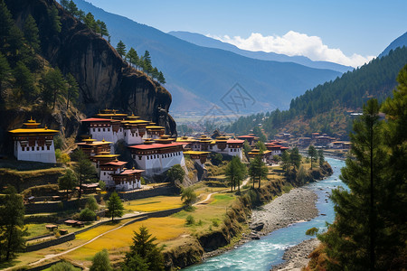 夏季喜马拉雅山的美丽景观高清图片