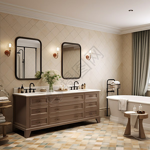 古典美式浴室地板图片