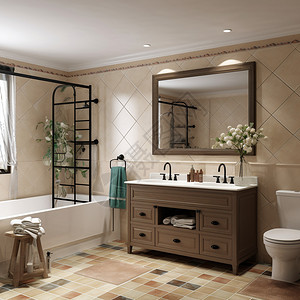 美式浴室矩形镜子图片