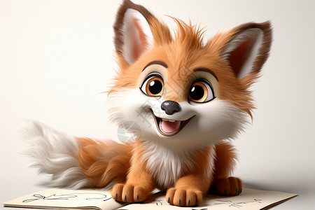 可爱微笑的3D卡通狐狸高清图片