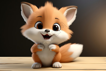 毛茸茸的卡通狐狸插图背景图片