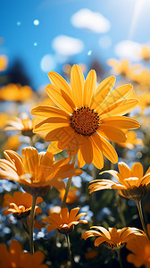 阳光下金黄的菊花背景图片