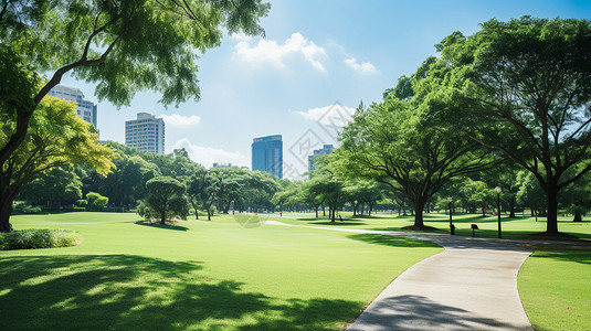 城市树木城市里的自然公园背景