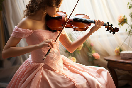 弹奏小提琴的优雅女子图片