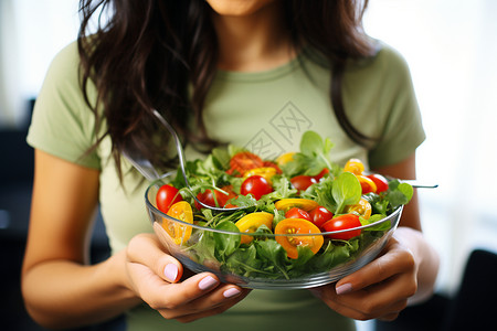 新鲜健康的蔬菜沙拉高清图片