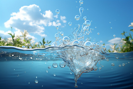 清新水疗养生宣传海报水中的气泡插画