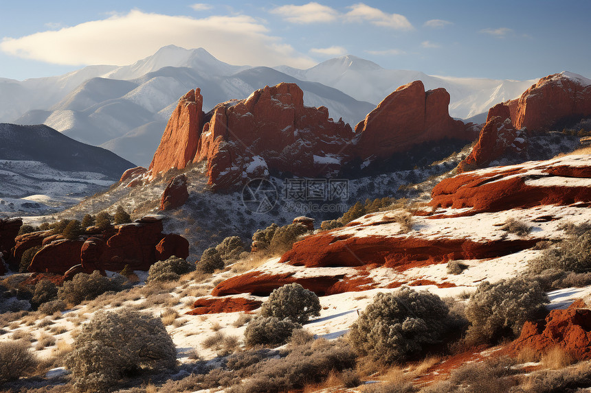 大雪后的岩石景观图片