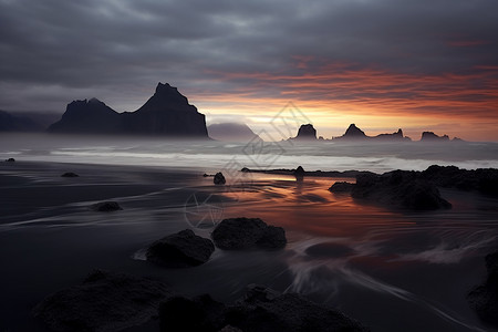 冰岛的黑色沙滩图片