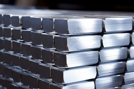 银块工业生产的金属条背景