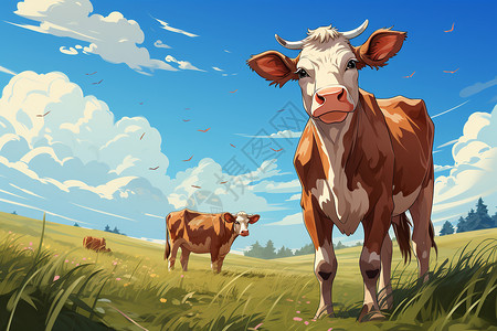 牛特写农场养殖奶牛的特写镜头插画