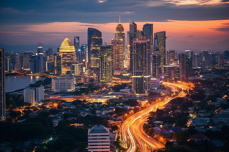 灯火辉煌的城市夜景图片