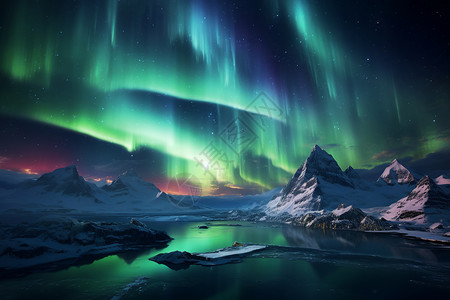 北极光的壮丽景象背景图片