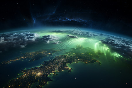 北极光中的宇宙美景图片