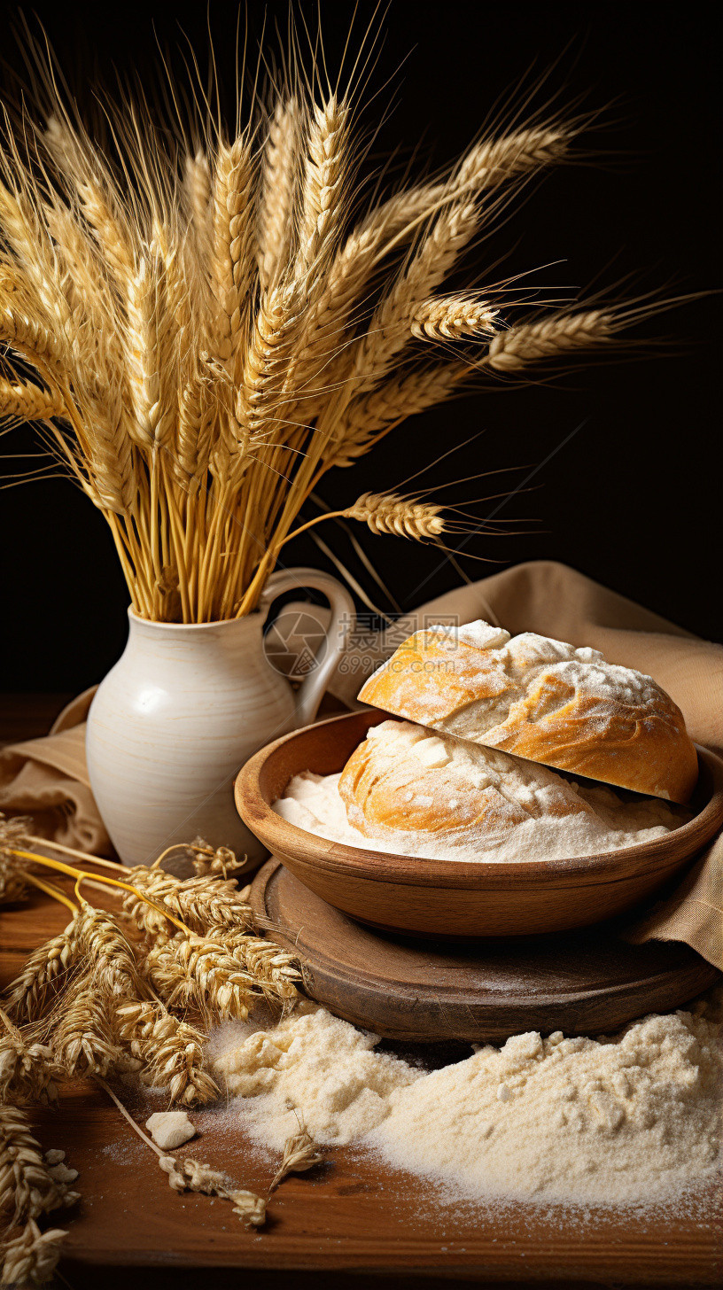 小麦面粉烘焙面包图片