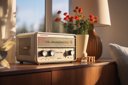 复古卡通录音机怀旧复古收音机背景