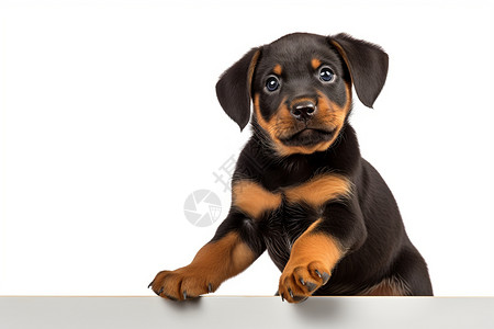 罗威纳犬可爱的黑色小狗背景