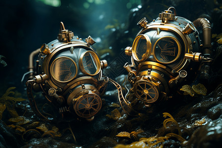 潜水员的专业设备背景图片