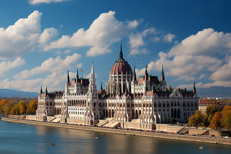 河岸建筑布达佩斯的多瑙河畔背景
