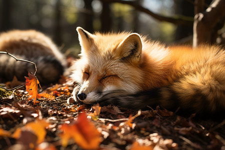 秋天森林的狐狸图片