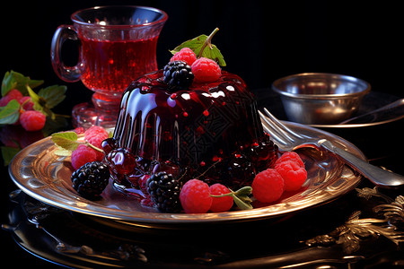 美味的莓果果冻图片