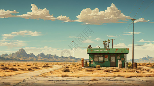 沙漠上的邮局设计背景图片