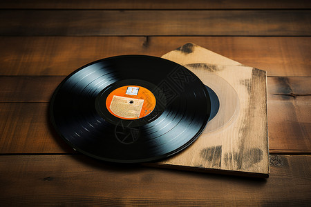 放音机旧木桌上的唱片机背景