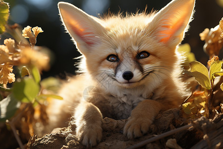 可爱小狐狸非洲沙狐背景