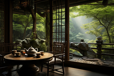 茶室景色优美图片