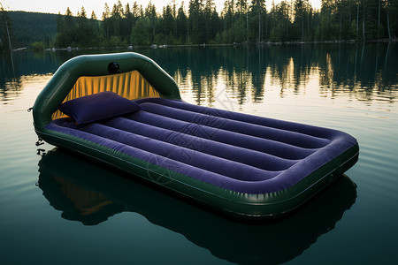 湖上漂浮气垫床背景图片