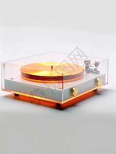 橙色的透明CD机背景图片