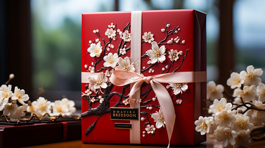 有梅花图案的中秋节礼盒包装图片