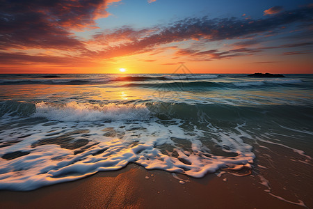 海洋日落的奇幻画图片