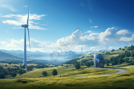 环保之美素材风力发电机的自然之美背景