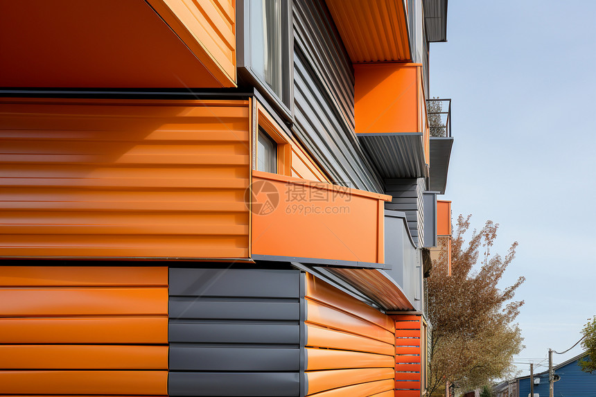 橘色现代公寓楼图片